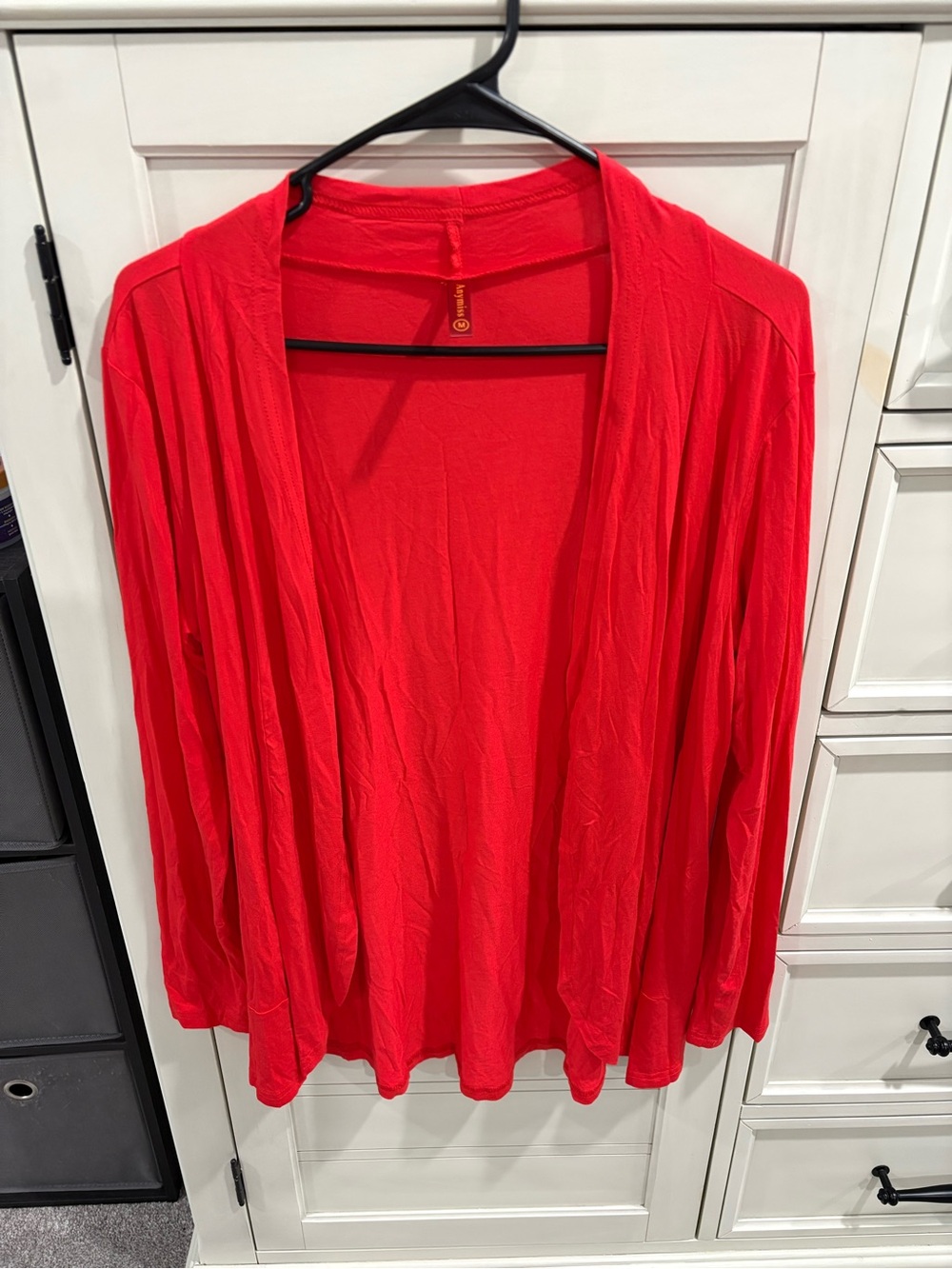 Bright Red Open Front Cardigan